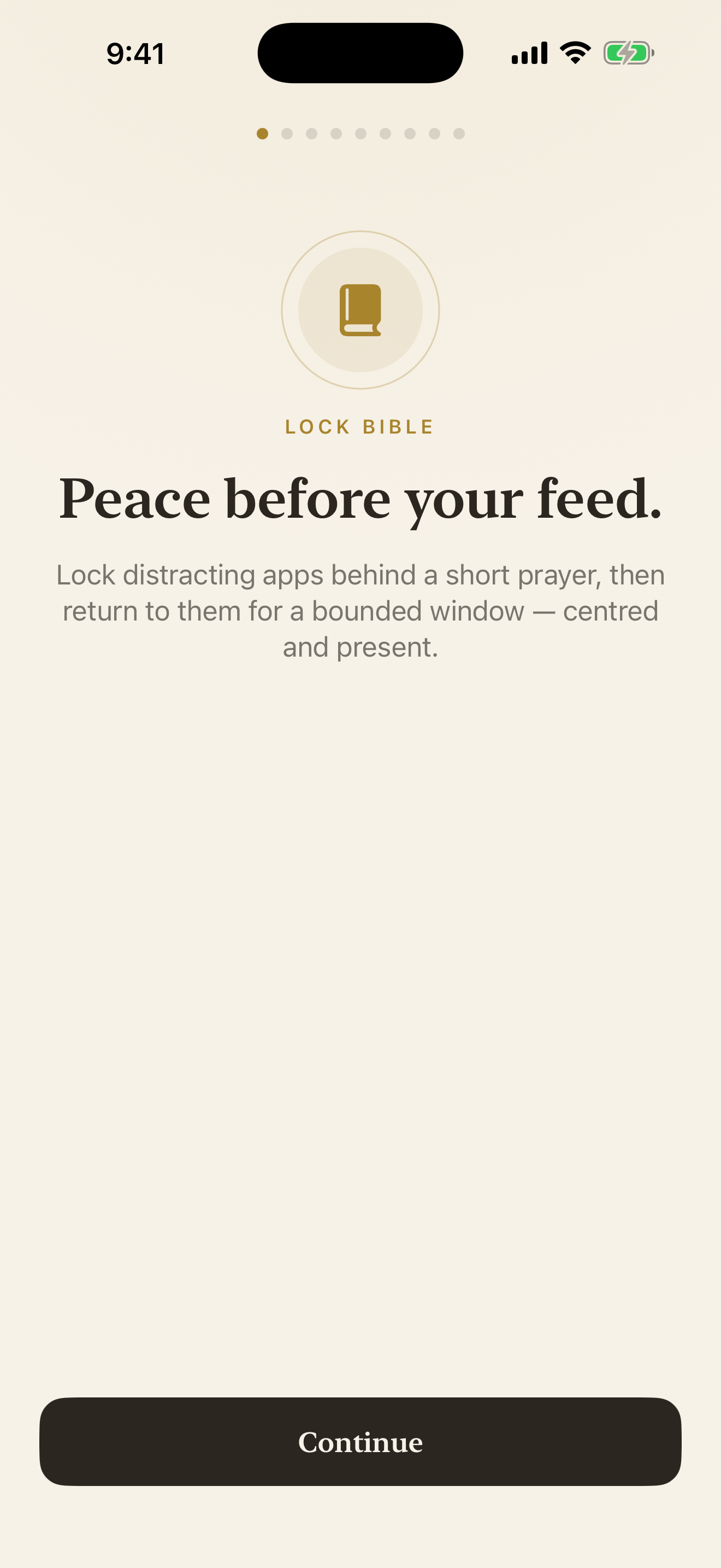 Lock Bible onboarding screen